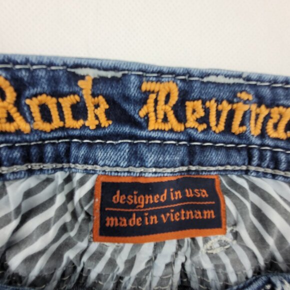 Rock Revival Jeans Womens 31 Blue Yalen Stretch 32x31 Mid Rise Skinny - Picture 6 of 16